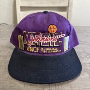 1992 Magic Johnson UNCF Los Angeles All Star Game Hat - Los Angeles Lakers + PIN